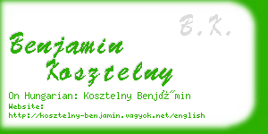 benjamin kosztelny business card